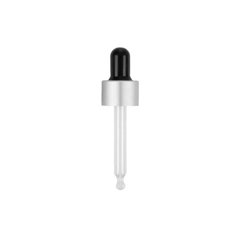 Pipeta cuentagotas Negra - Plata con rosca 18 mm para botella de vidrio, Camassia 50 ml