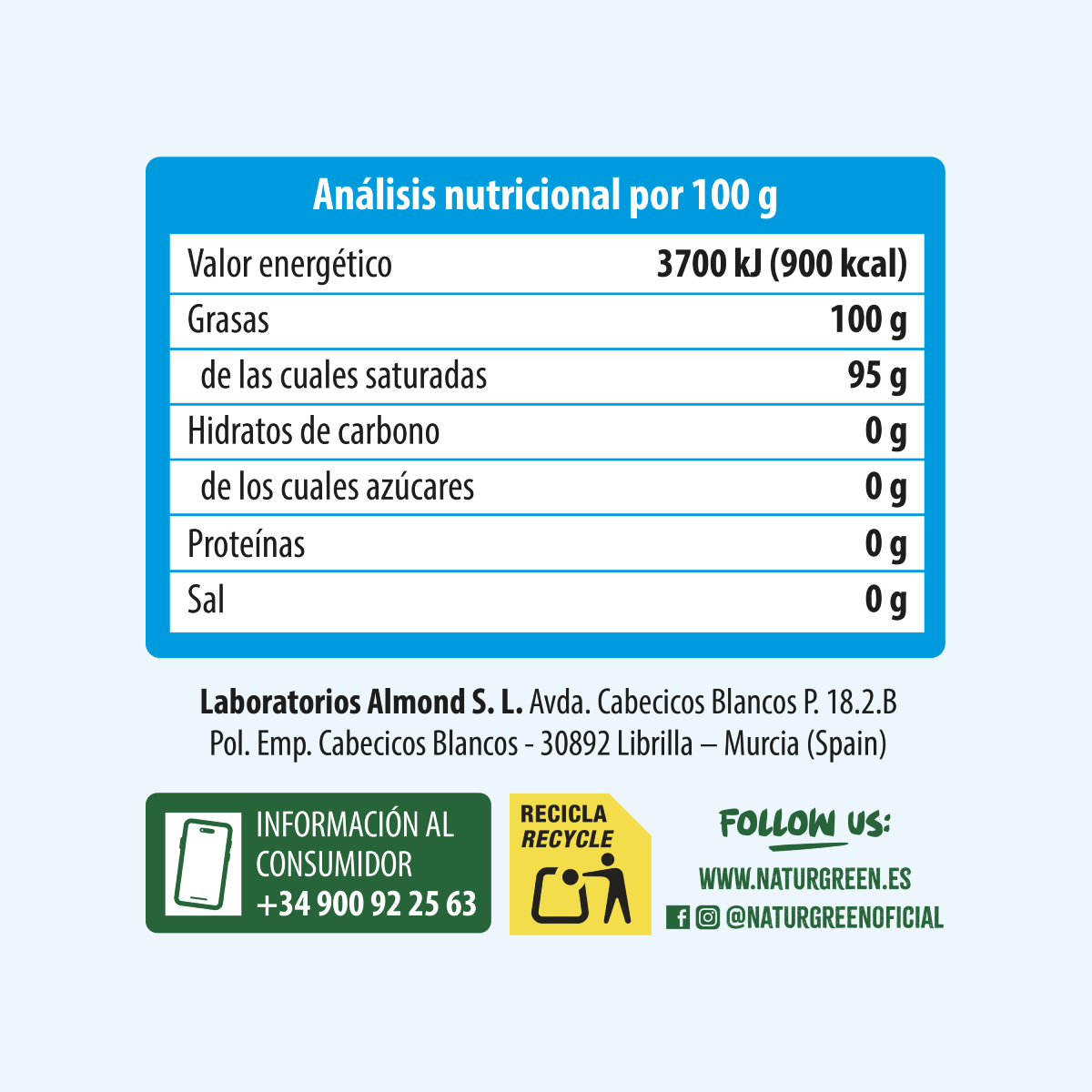Graisse de coco Bio flacon PET NaturGreen 375 ml