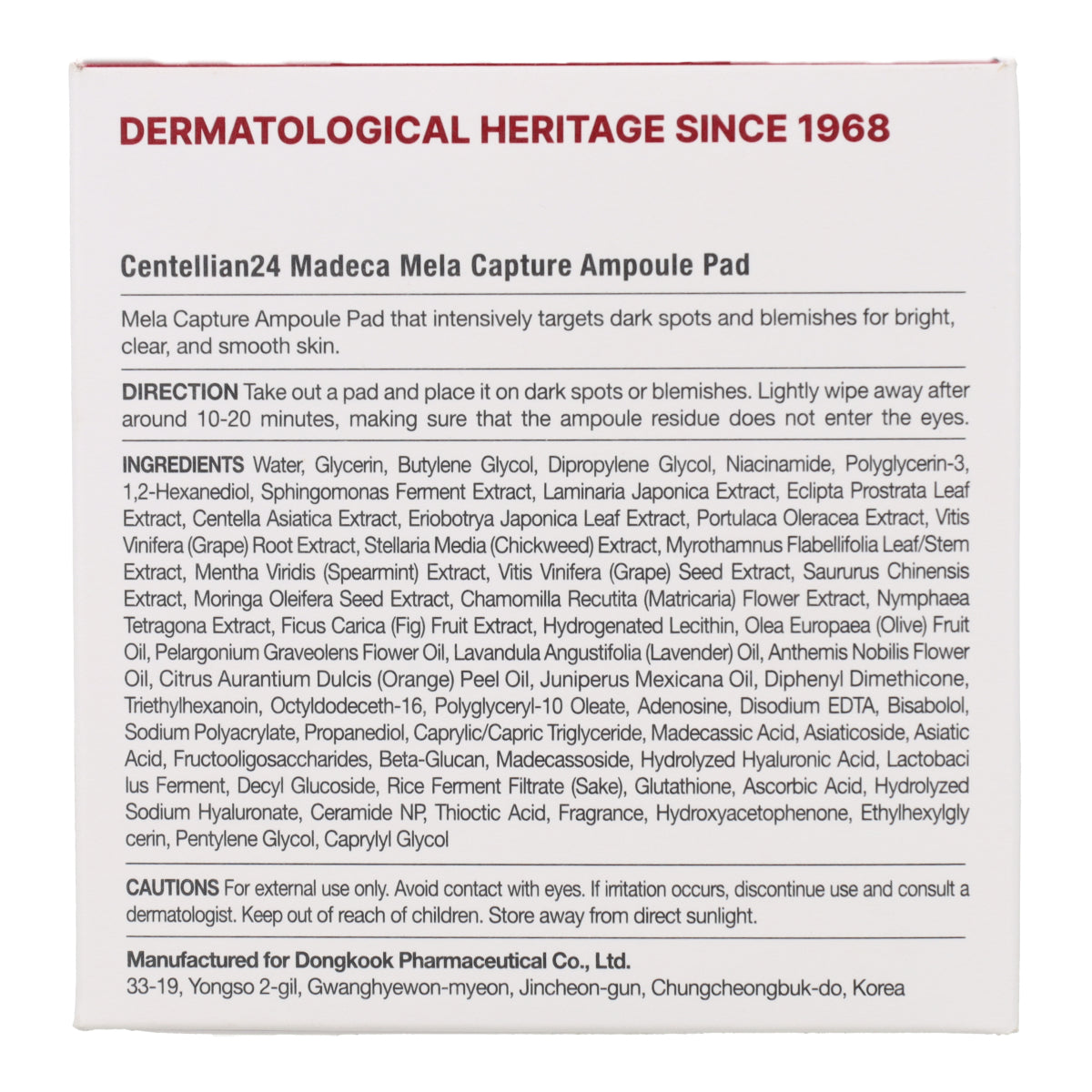 Madeca Mela Capture Ampoule Pad Centellian24 60 tampons