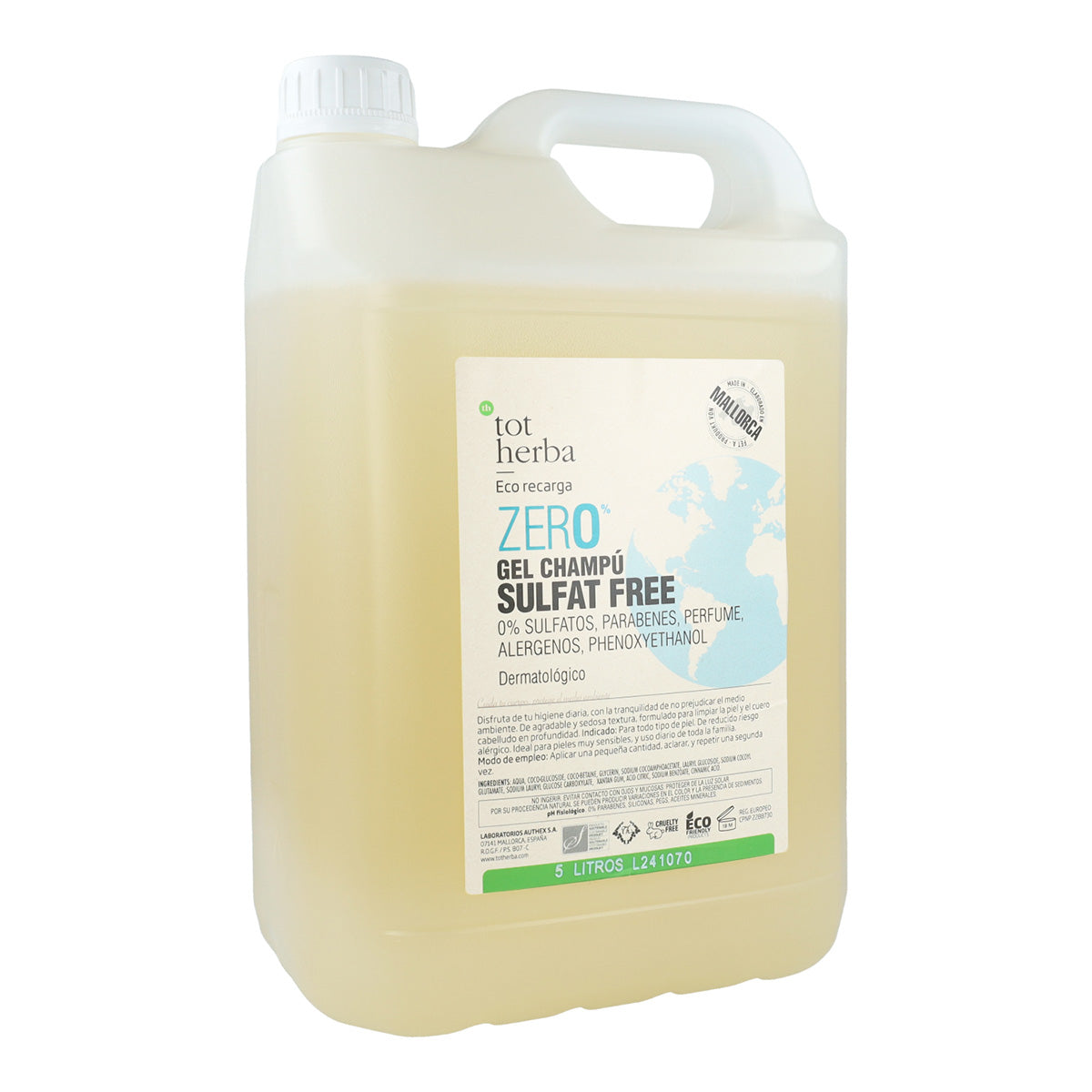 Gel Champú Sulfat Free Zero Tot Herba 5 litros