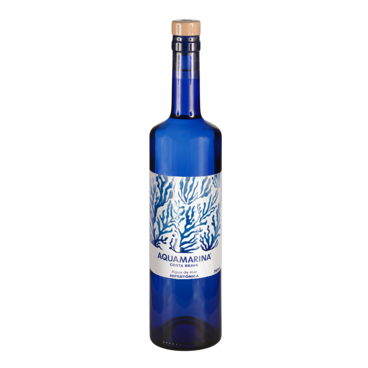 Agua De Mar Hipertónica Vidrio Azul Aquamarina 750 m.