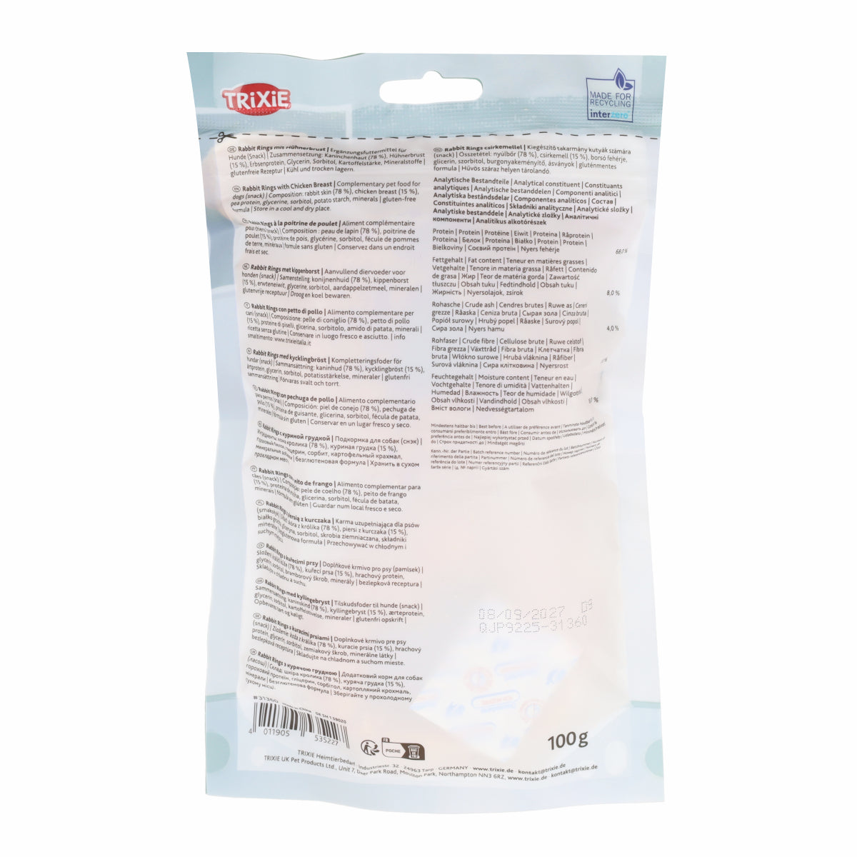 Anneaux Denta Fun de lapin à la poitrine de poulet 100g