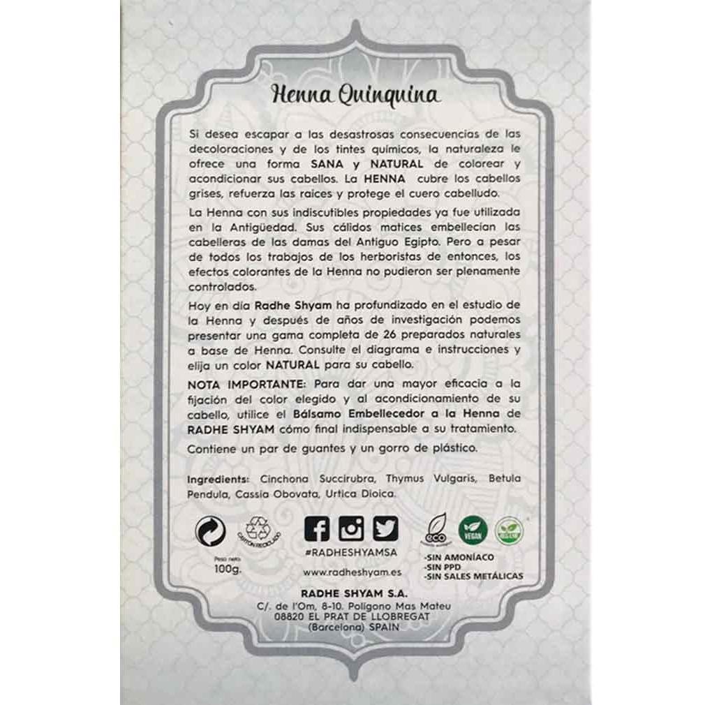 Henna Quinquina Polvo Radhe Radhe 100 g