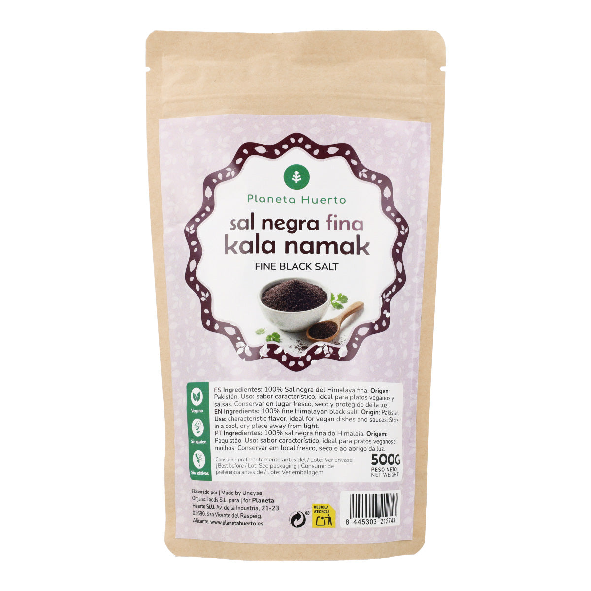 Sel noir fin de l'Himalaya Kala Namak Planeta Huerto 500 g