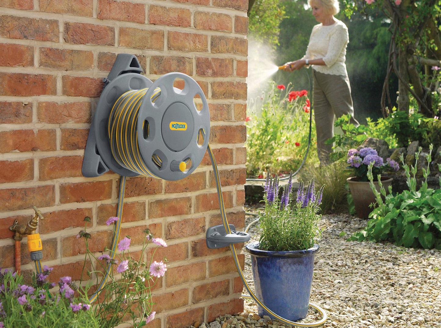 Carrete para manguera 30 m pared Hozelock