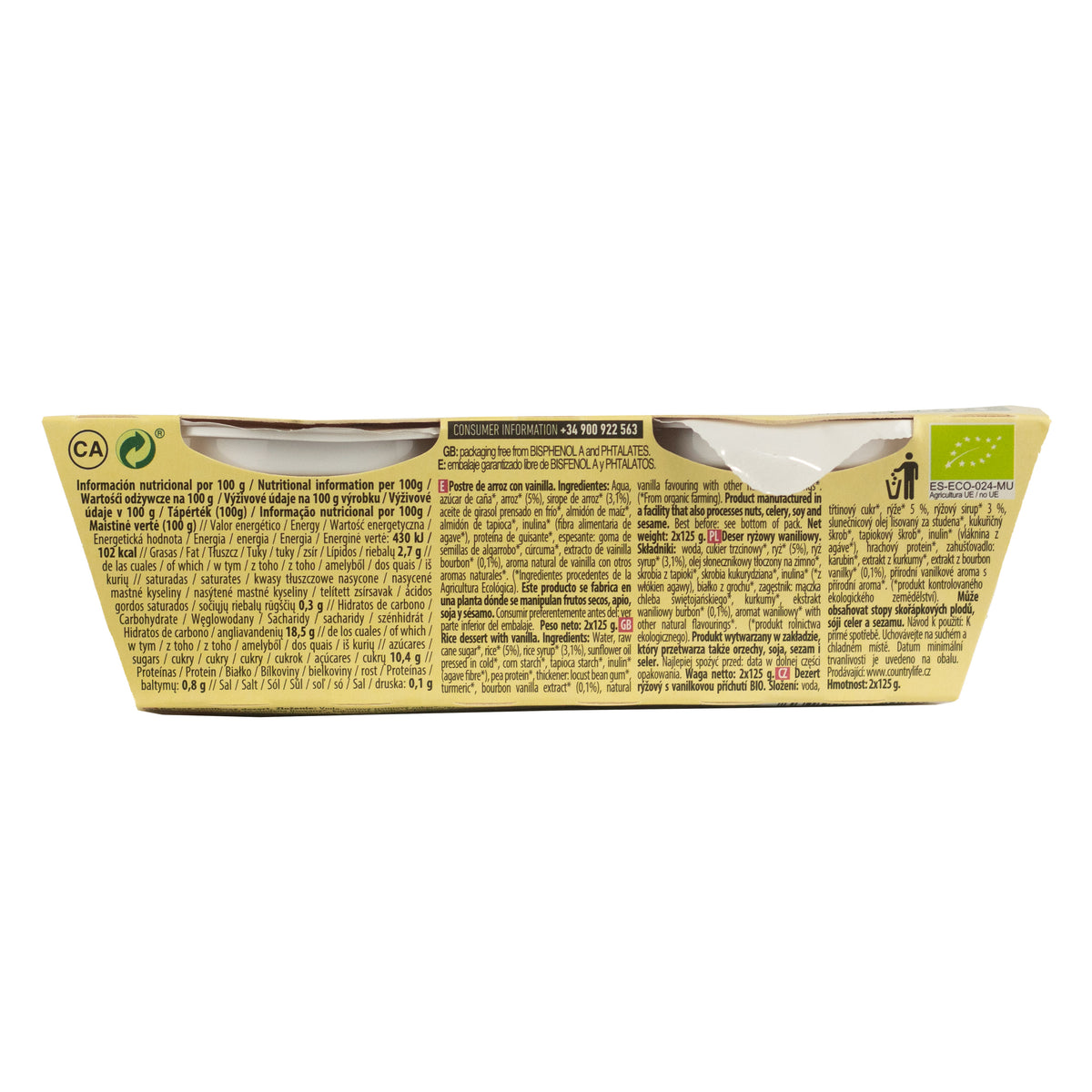 Dessert au riz et à la vanille NaturGreen, 2 x 125 g
