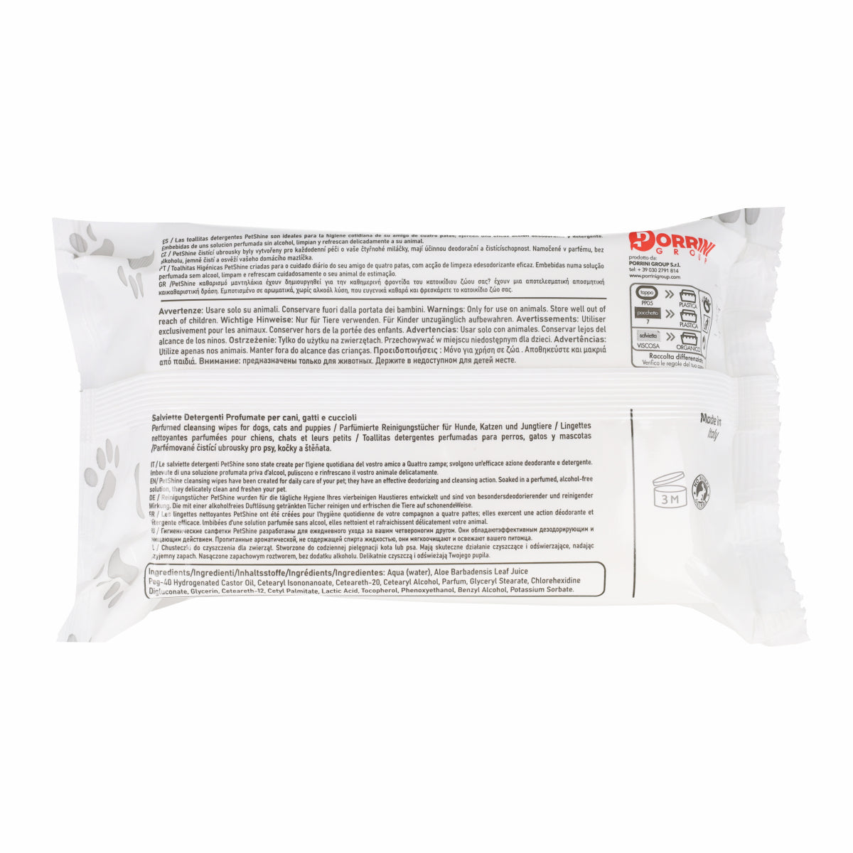 Lingettes Nettoyantes Chien et Chat Fleurs et Coton Porrini 40 p.