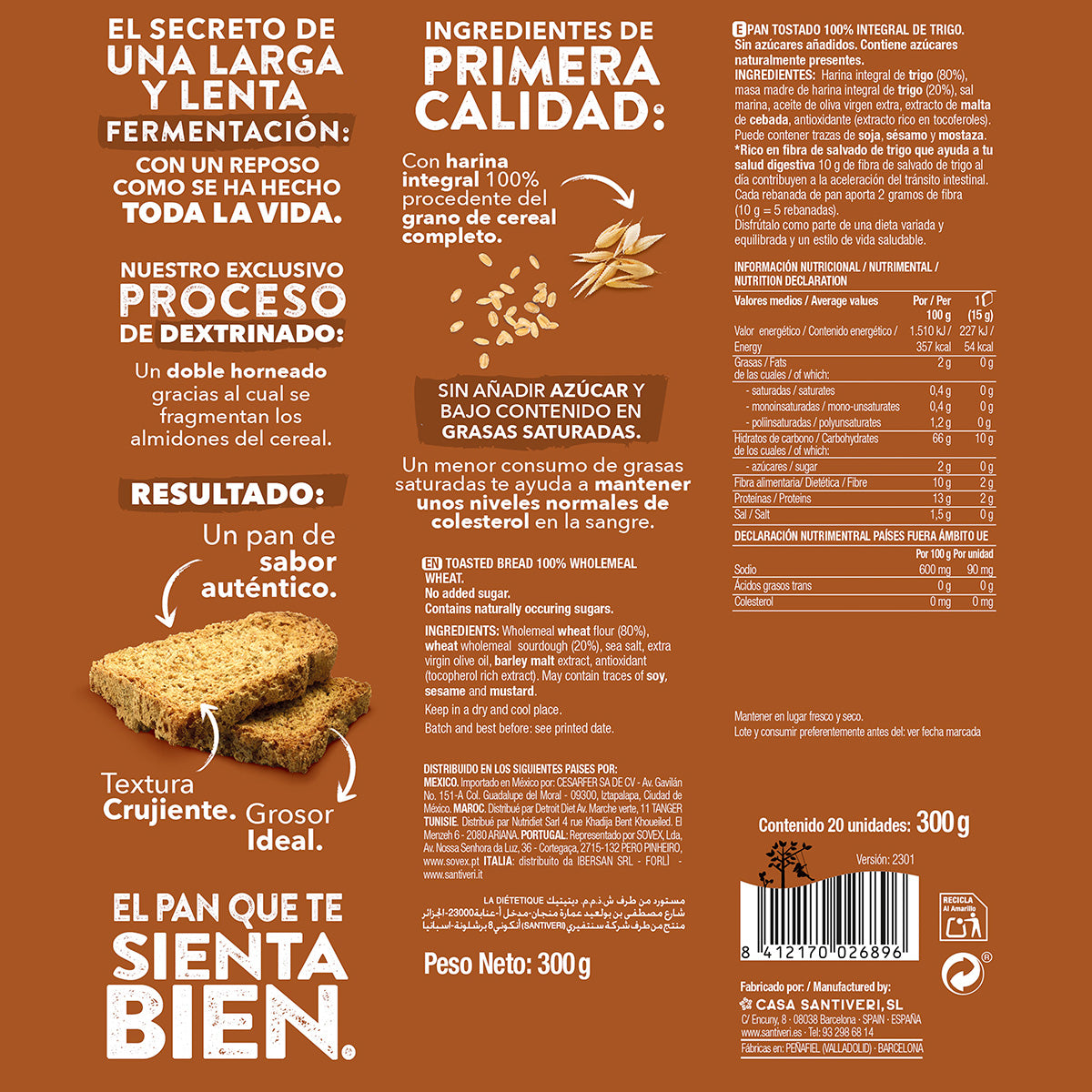 Pack 2x Pain de dextrine traditionnel Santiveri 300 g