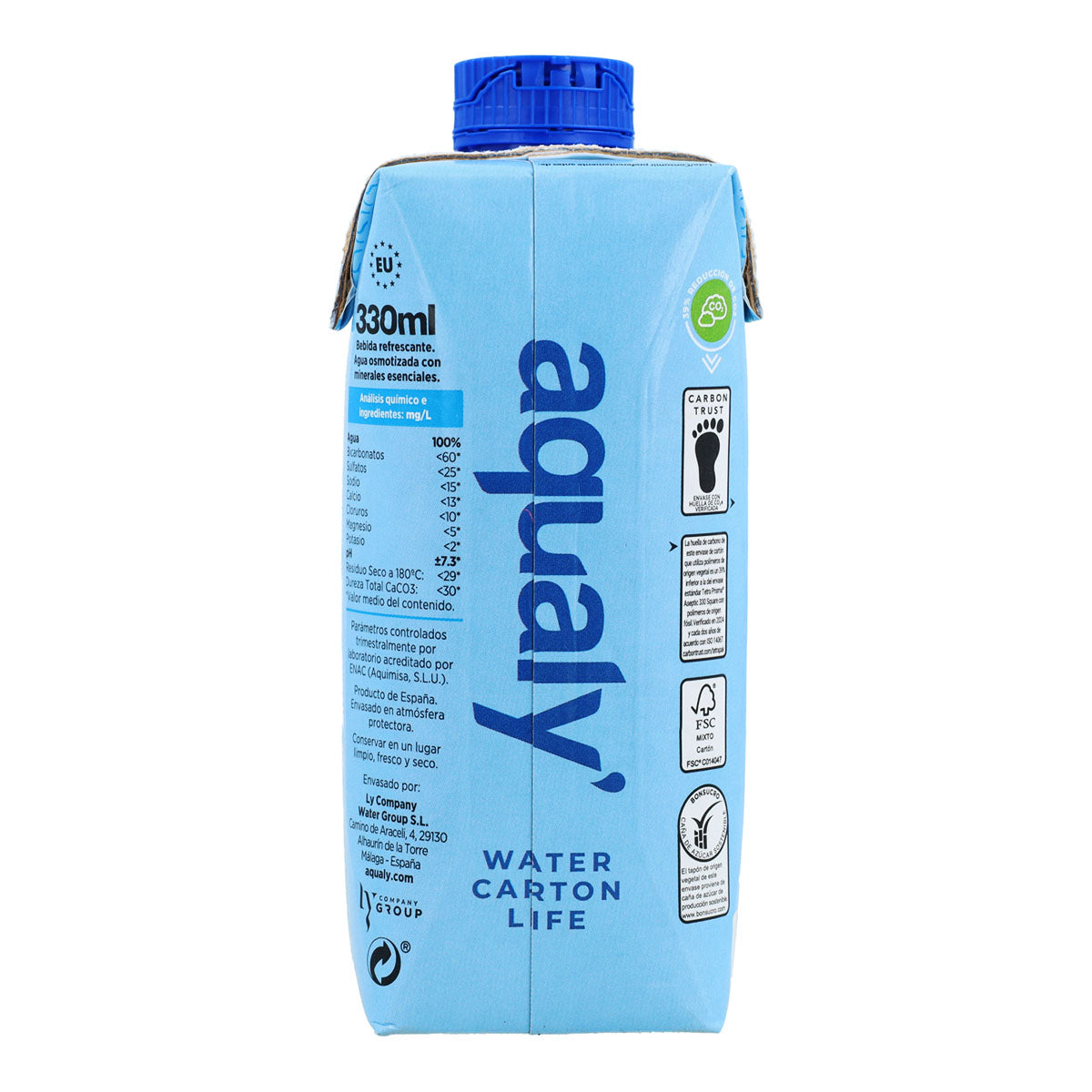 Agua en Cartón Aqualy 330 ml.