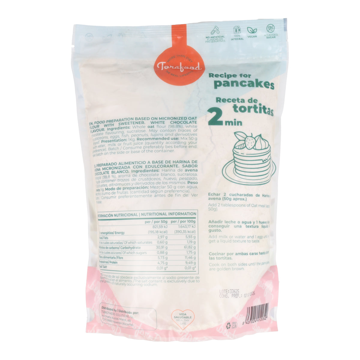 Farine d'avoine Choco Blanc Torafood 1kg