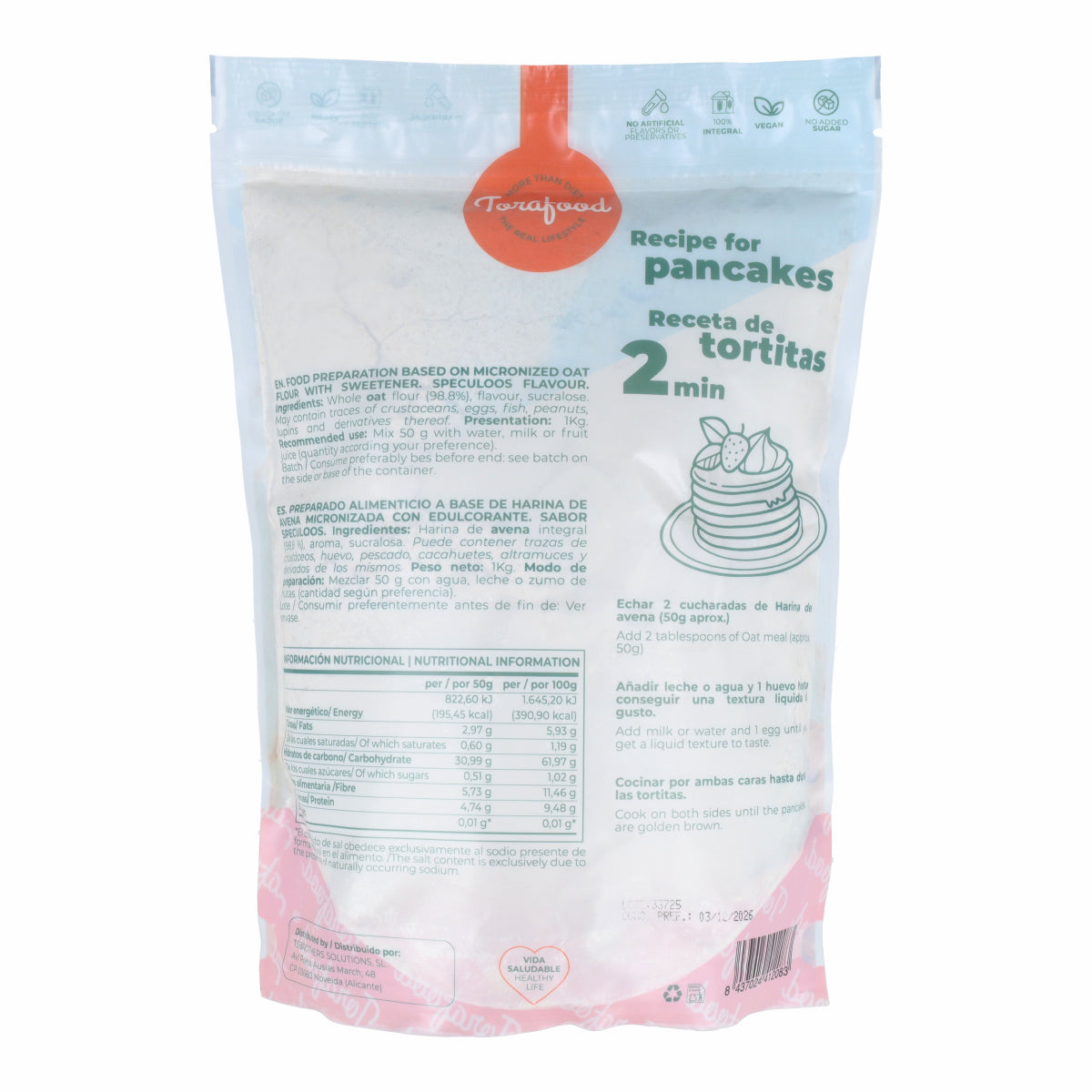 Farine d'Avoine Speculoos (Lotus) Torafood 1kg