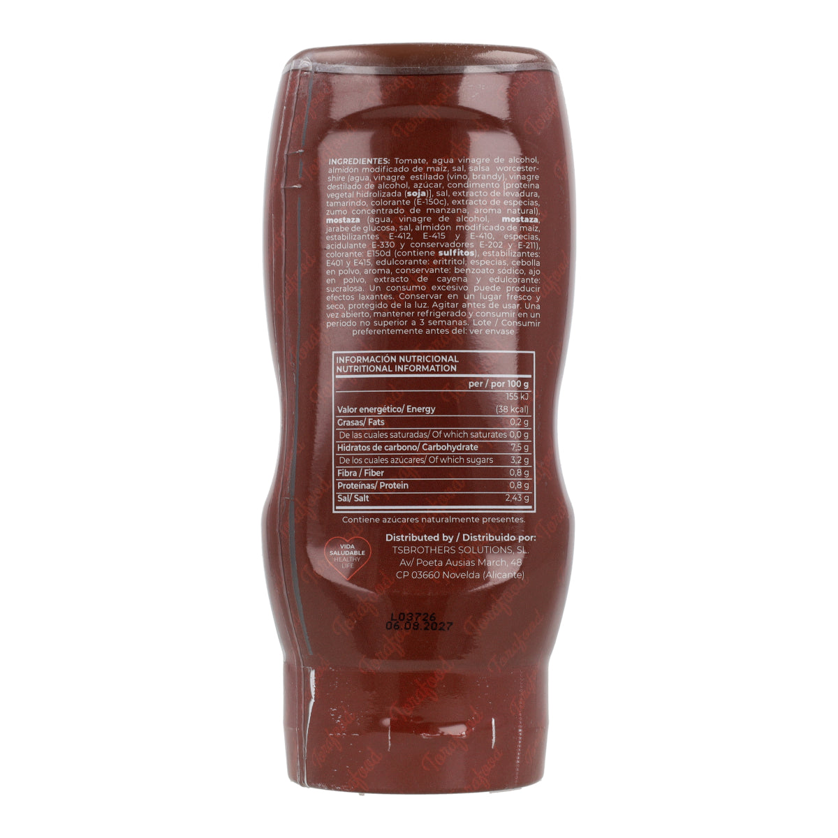 Sauce zéro barbecue Torafood 330 ml