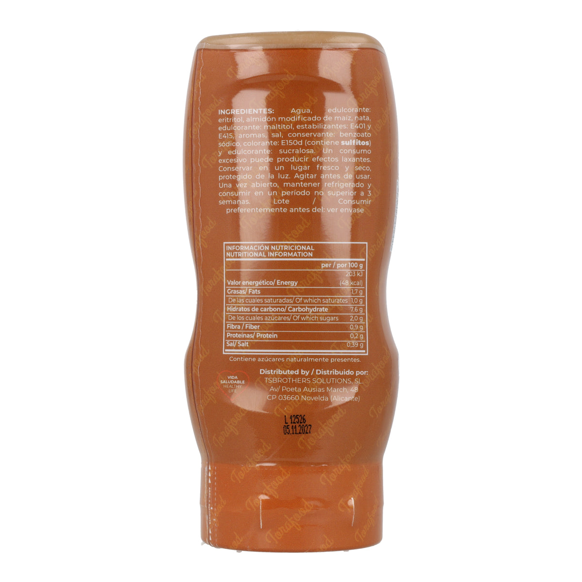 Sirop zéro Sucré Confiture de Lait Torafood 330ml