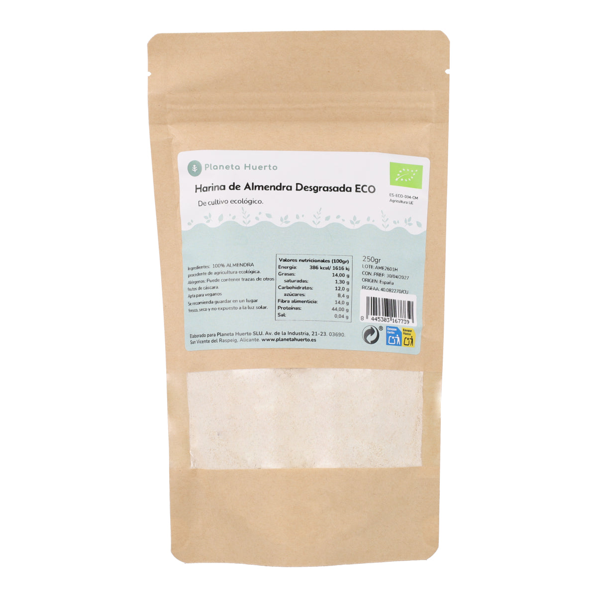 Farine d'amande dégraissée (protéine d'amande) ECO Planeta Huerto 250 g