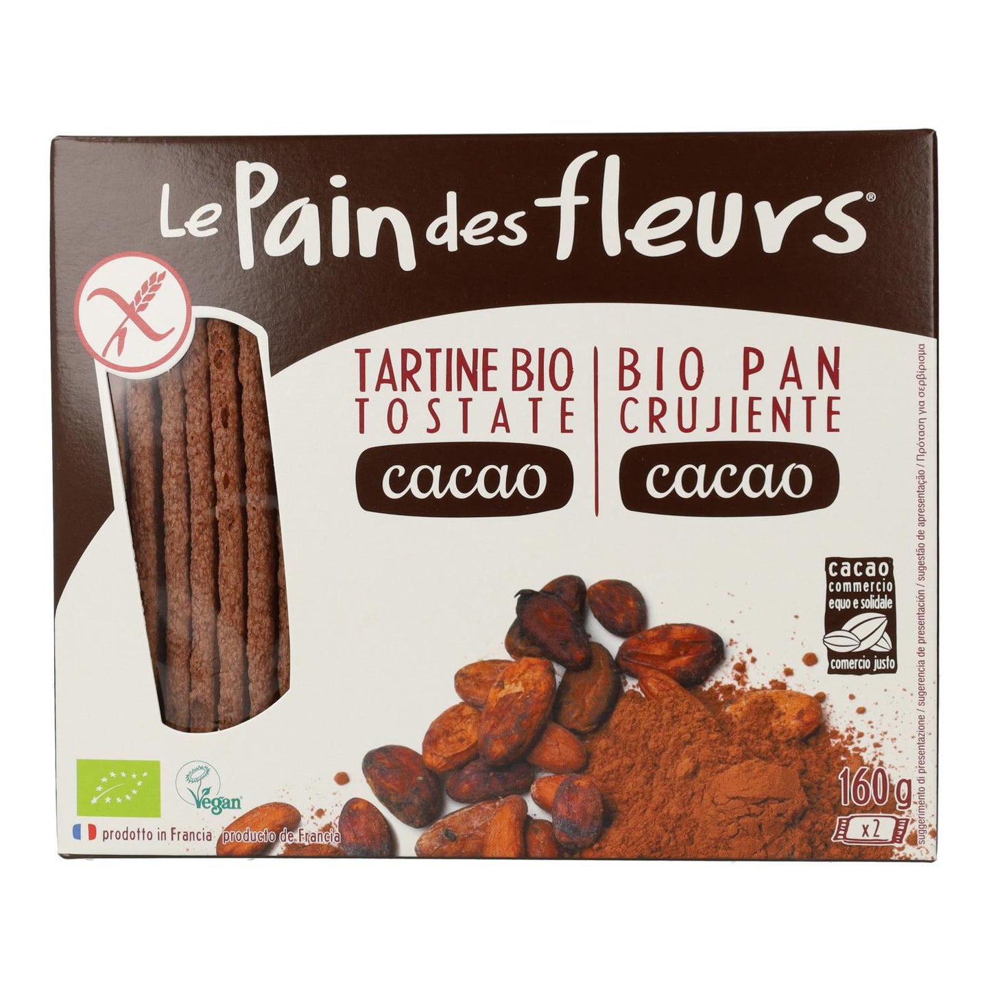Tostadas Crujientes Crackers de con Cacao Le pain de fleurs 160 g