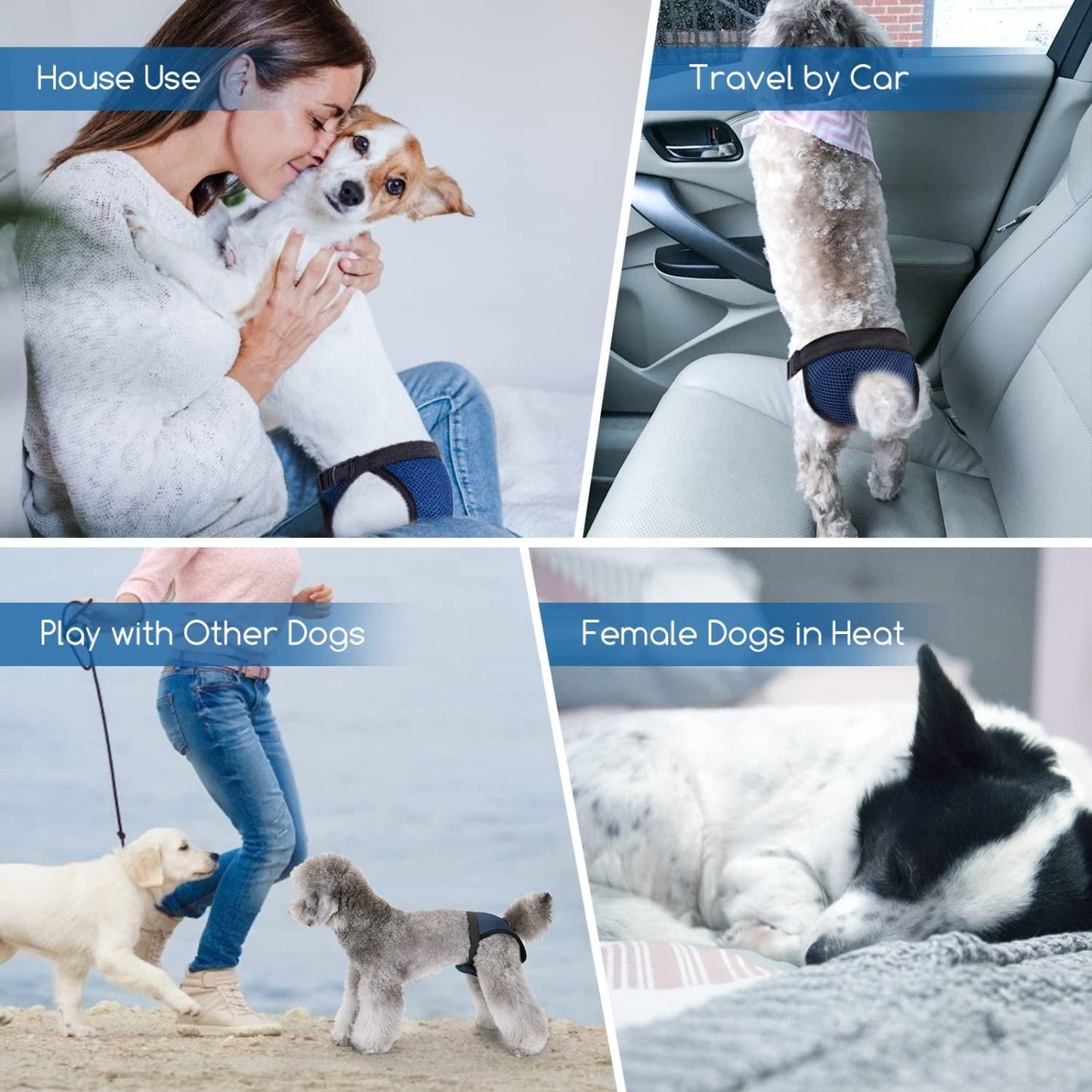 Pañales para perros lavables con 3 Toallas Sanitarias Nobleza Talla M