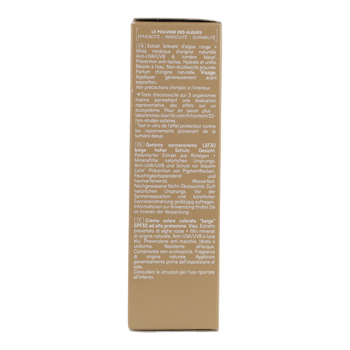 Crème solaire protectrice pour le visage couleur beige SPF30 Alga Maris 50 ml