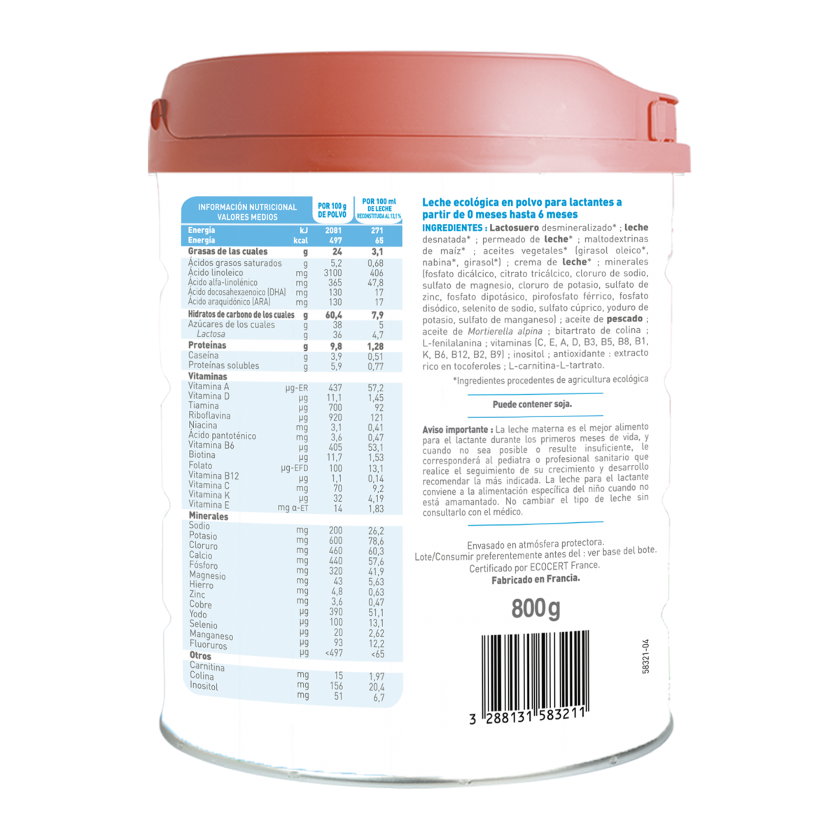Lait d'initiation Primea 1 (0 à 6 mois) biologique Babybio 800 g