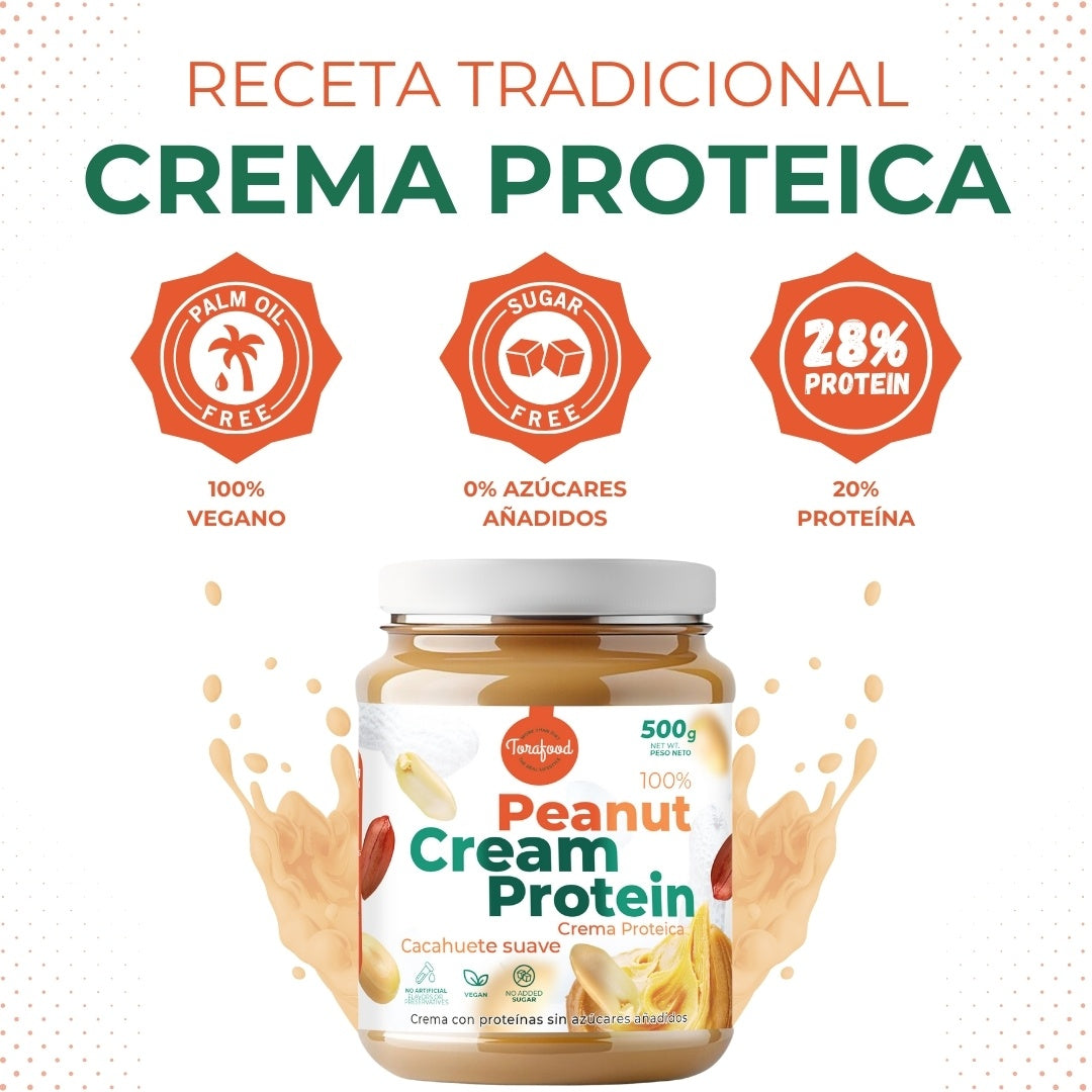 Crema Proteica Cacahuete Smooth Tostado Torafood 500g