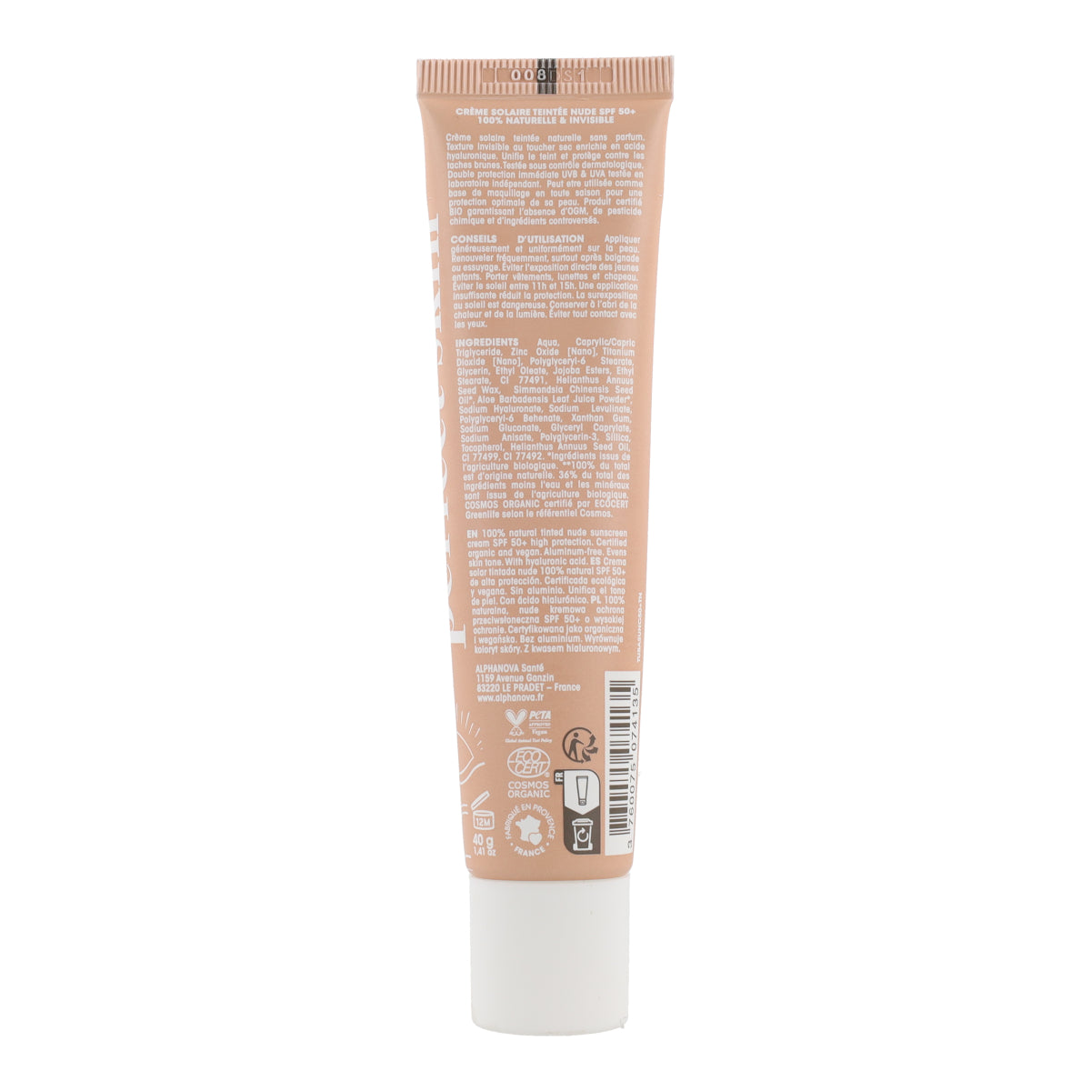 Crema solar color nude bio FPS 50+ Alphanova 40 ml