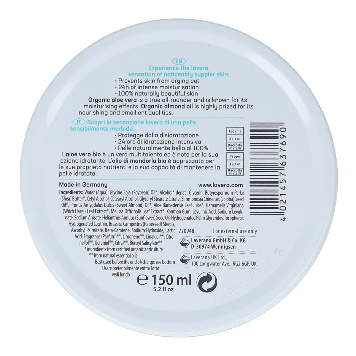 Crema cara & cuerpo Sentitiv Bio Lavera 150 ml