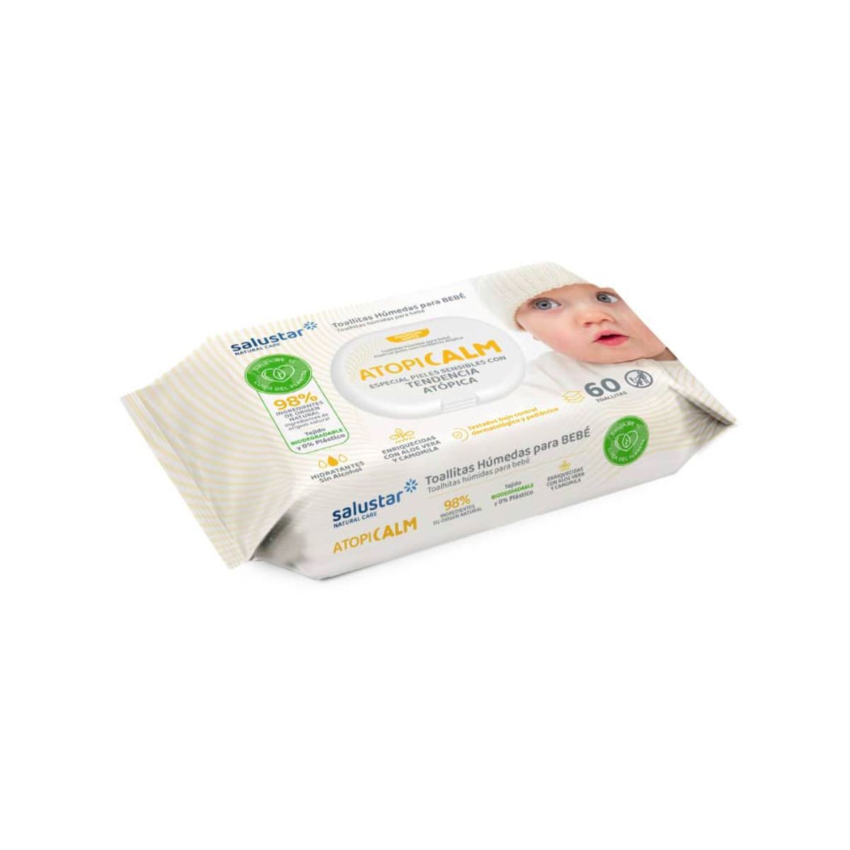 Toallitas infantiles pieles atópicas Salustar 60 uds