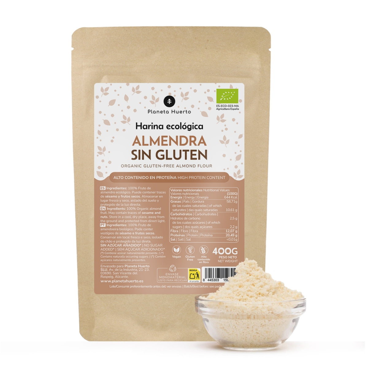 Farine d'amande sans gluten ECO Planeta Huerto 400g
