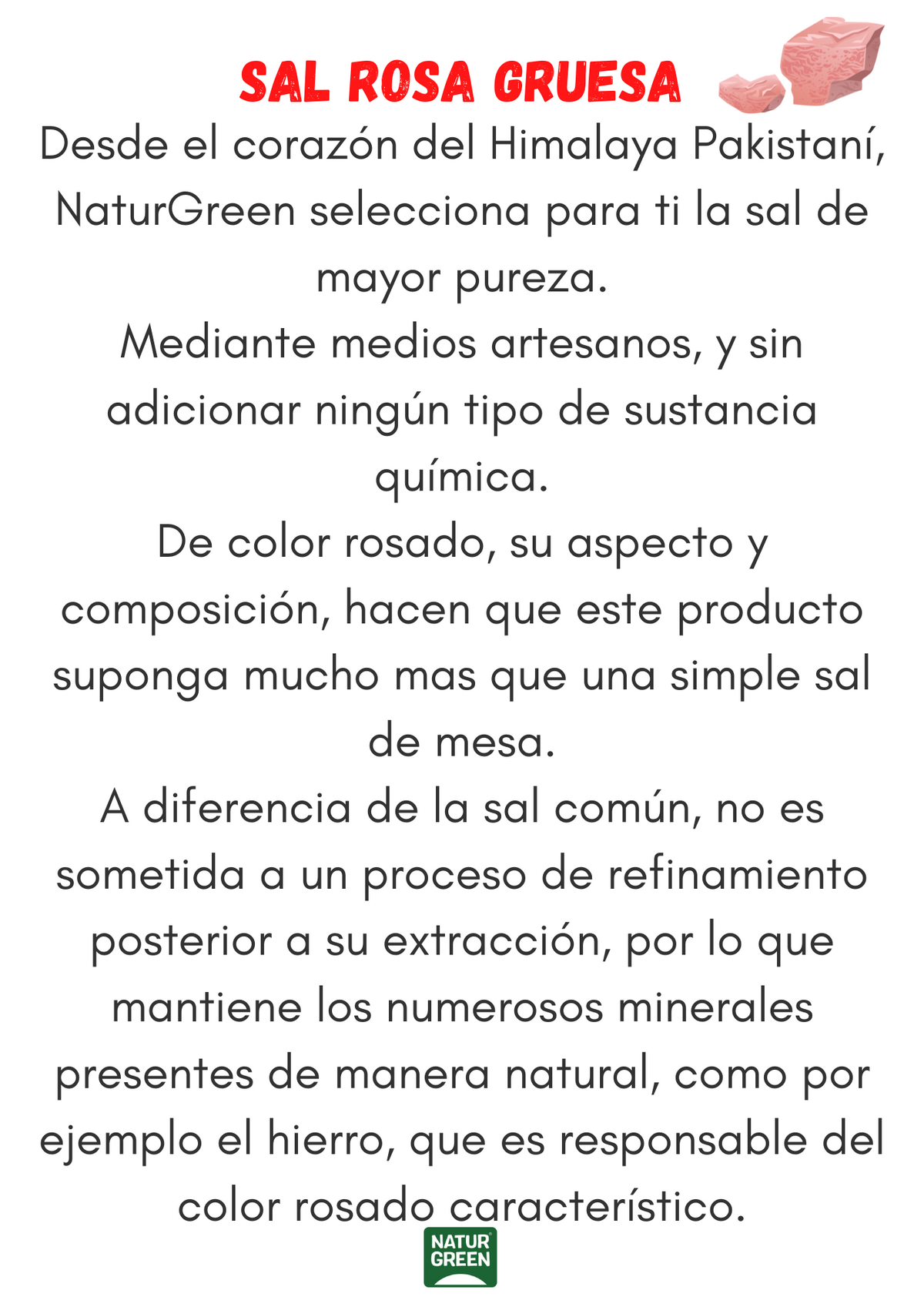 Sel rose de l'Himalaya gros grains Naturgreen 500 g