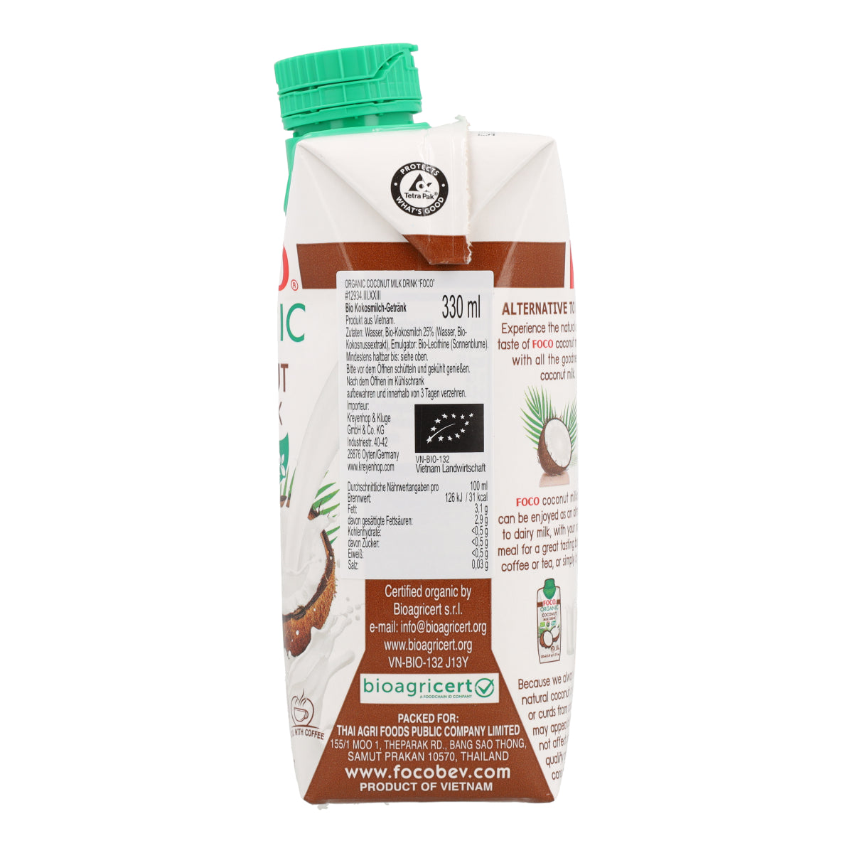 Boisson au lait de coco bio Foco 330 ml.