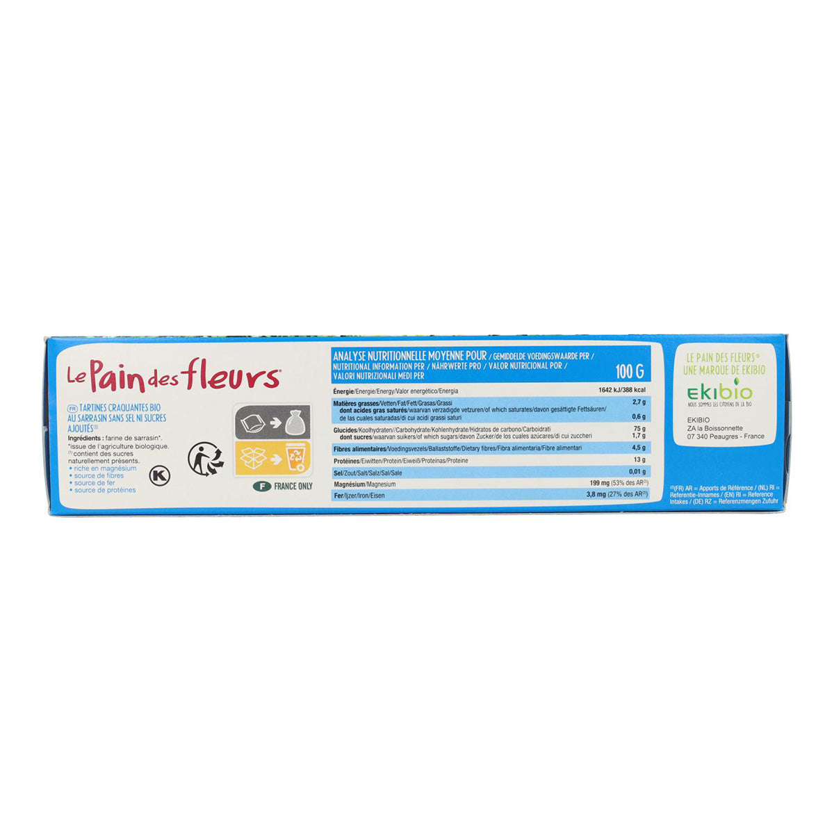 Tostadas Crujientes Crakers de Trigo Sarraceno sin sal sin gluten BIO Le Pain de Fleurs 300 g