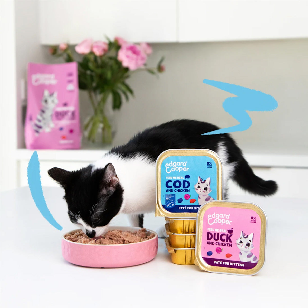 Comida húmeda gatos paté Tarrina Kitten Bacalao y Pollo Edgard & Cooper 85 g
