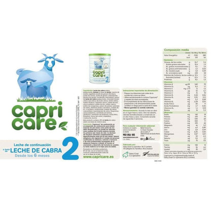 Leche de fórmula de cabra, leche continuación 2 Capricare 800 gr