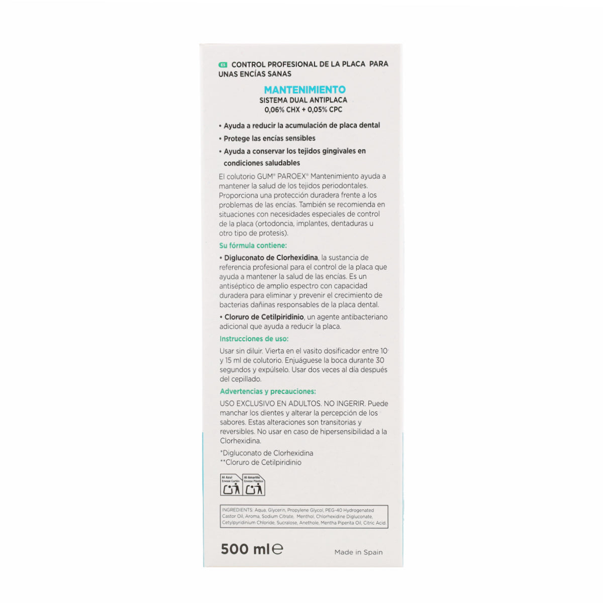 Paroex prévention bain de bouche Gum 500ml