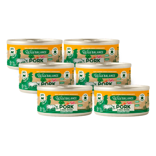 Pack Cerdo y verduras BARF para gatos 6 x 120 g Wild Balance