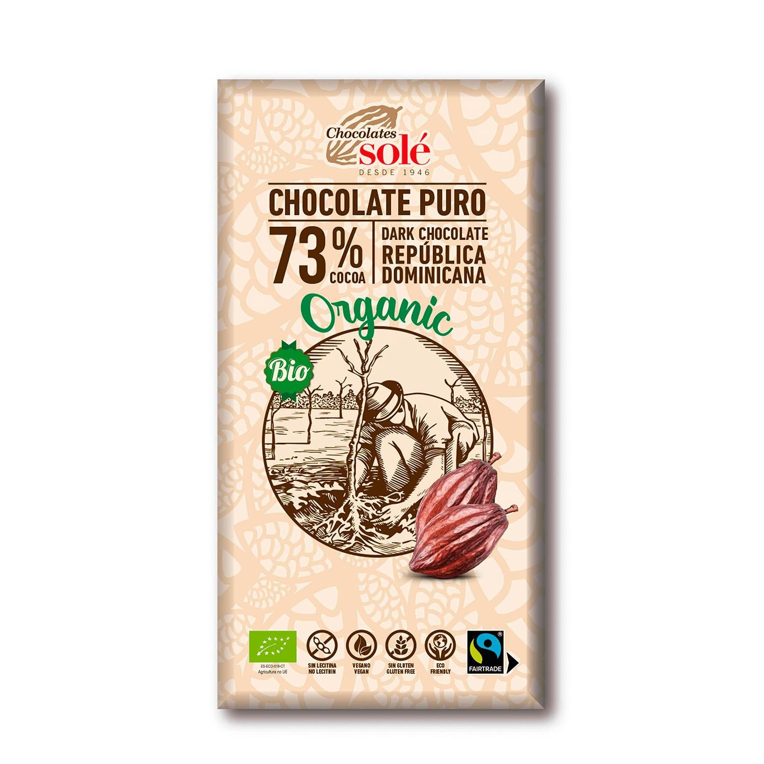 Chocolate Negro Puro al 73% Bio Solé 100g