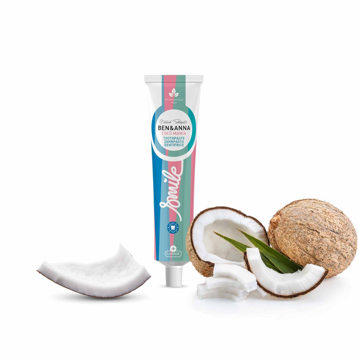 Dentífrico Coco Mania con flúor Ben & Anna tubo 75 ml
