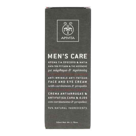 Crema Antiarrugas -Antifatiga Facial y Ojos con Cardamomo y Propóleo Apivita 50 ml para Hombre