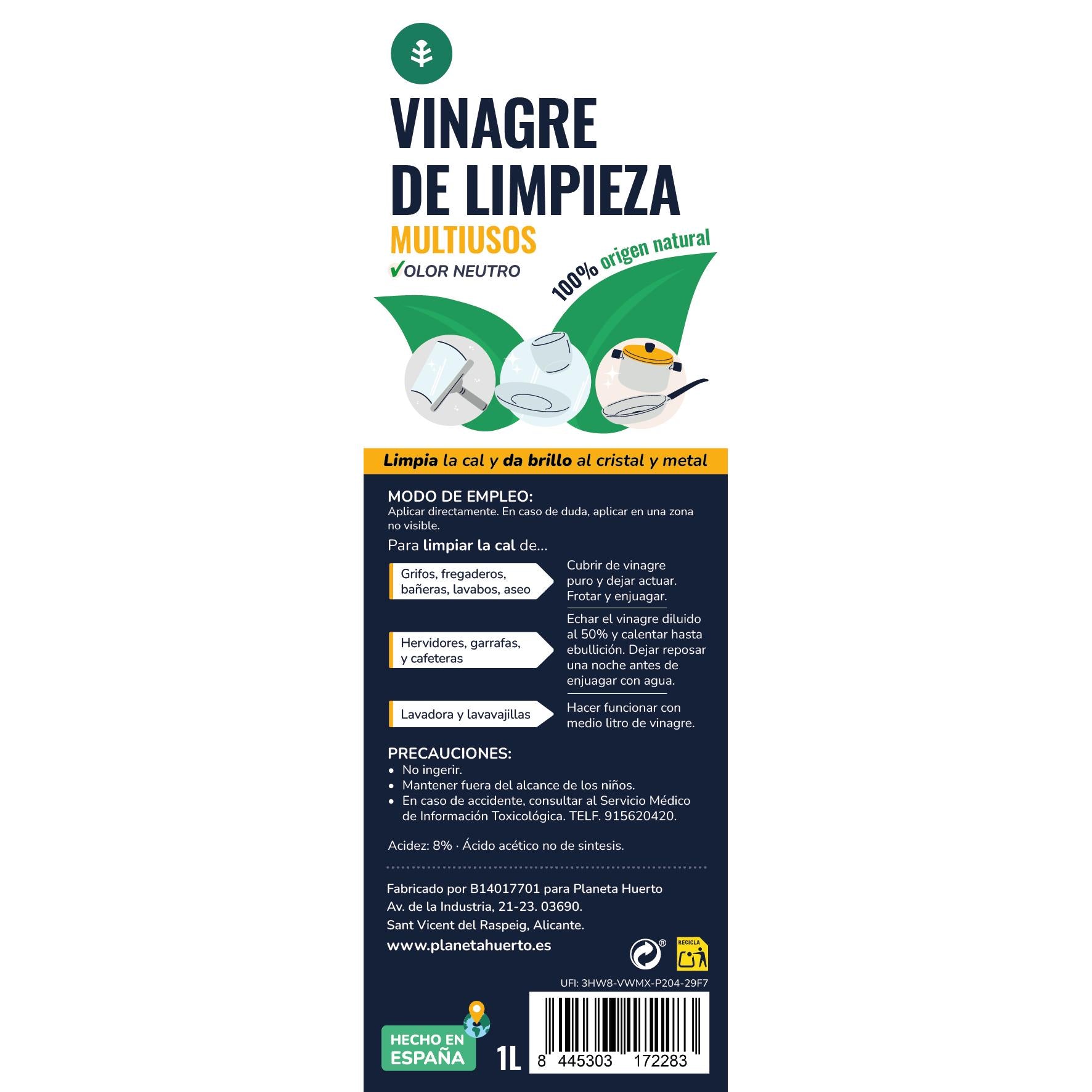 Vinagre Blanco de Limpieza Planeta Huerto 1L