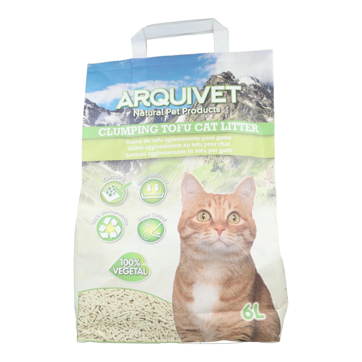 Litière pour chat Tofu Arquivet 6 L Litière agglomérante biodégradable à base de soja