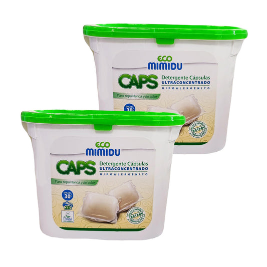 Pack 2x Detergente cápsulas Ultraconcentrado Mimidu ECO 20 dosis
