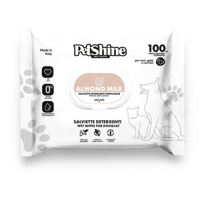 Lingettes Nettoyantes Chien et Chat Lait d'Amande Porrini 100 unités