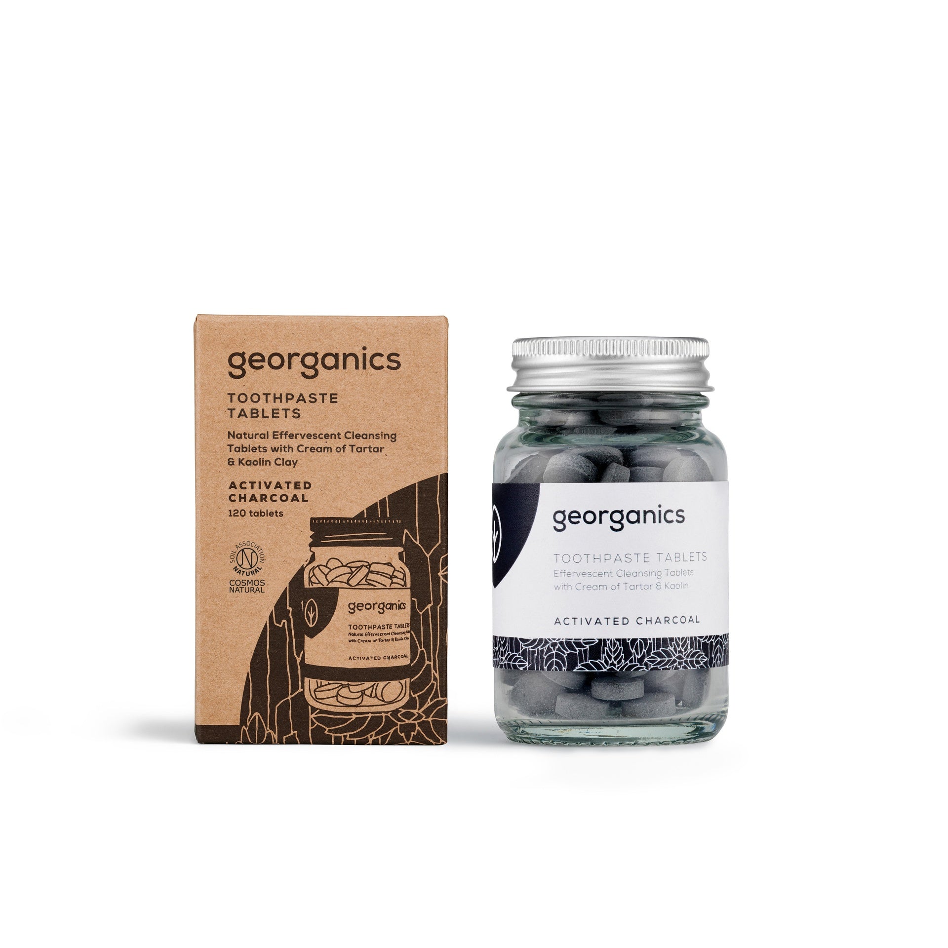 Dentífrico Natural en Tabletas con Carbón Activado y Menta Georganics  120 tabletas