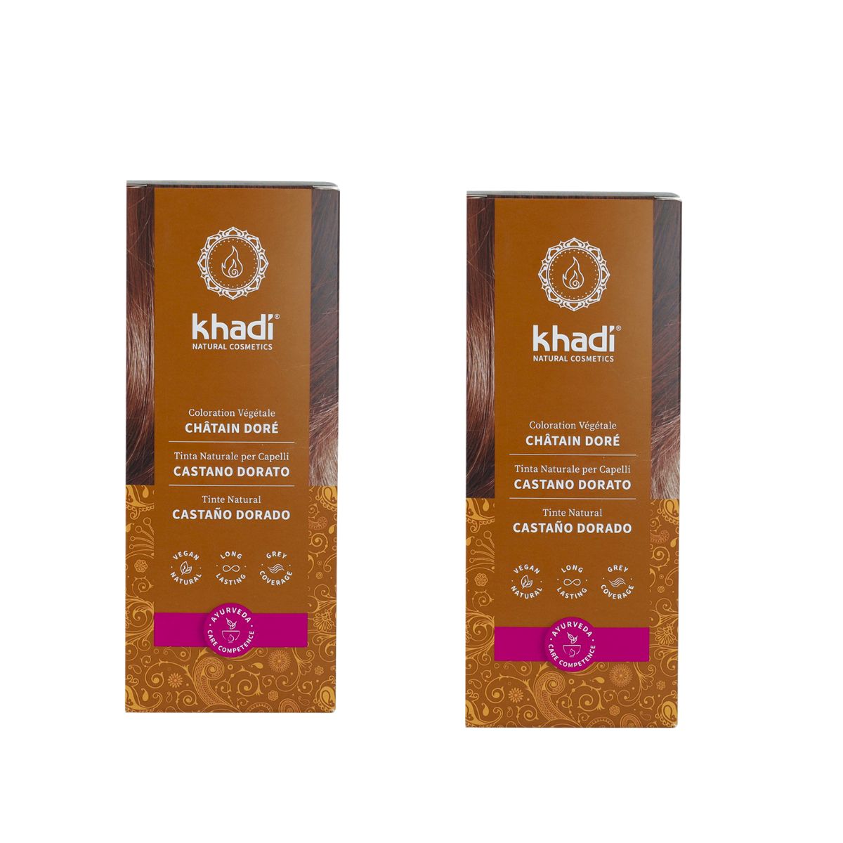 Pack 2X Tinte natural color castaño dorado Khadi 100 g