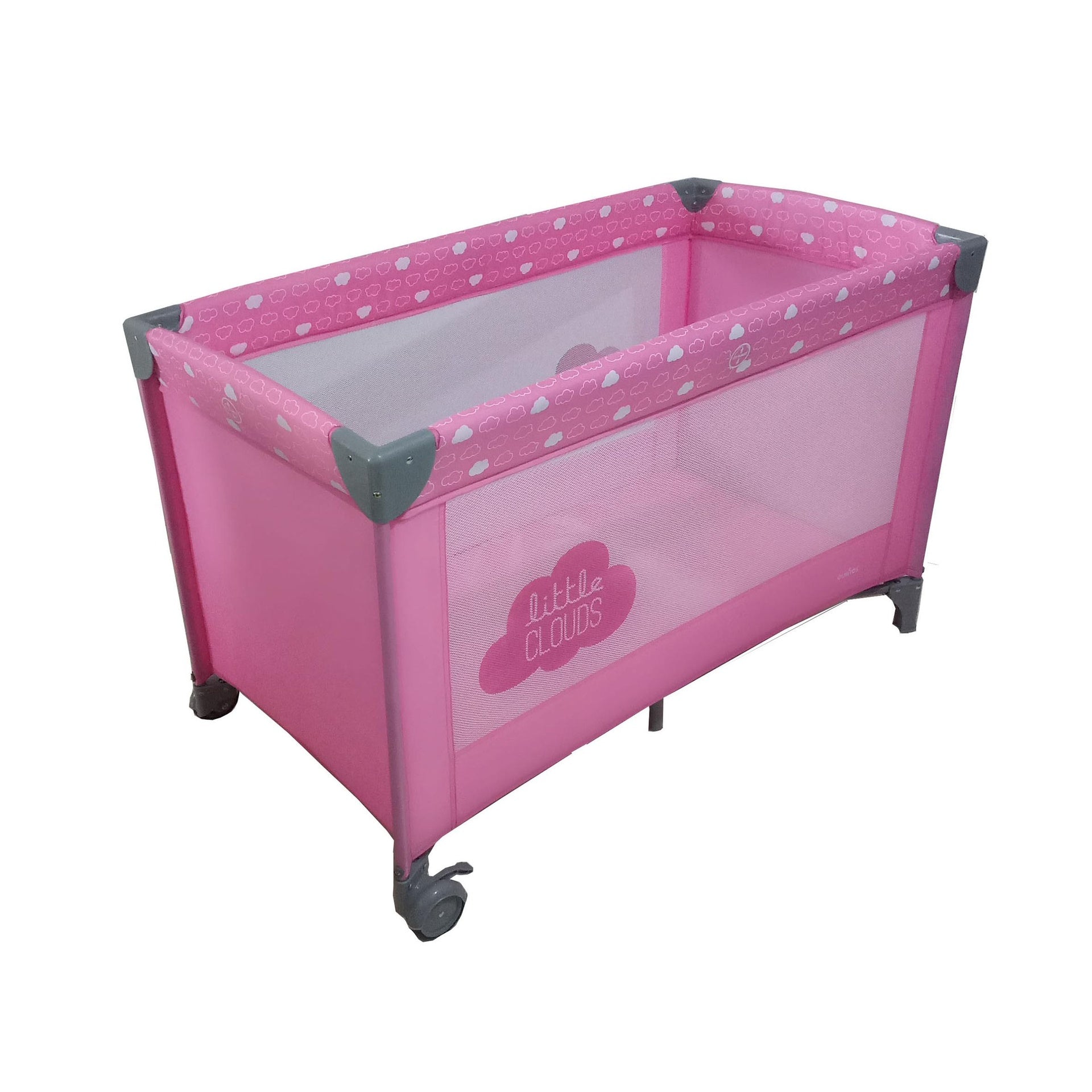 Cuna de viaje plegable Clouds rosa