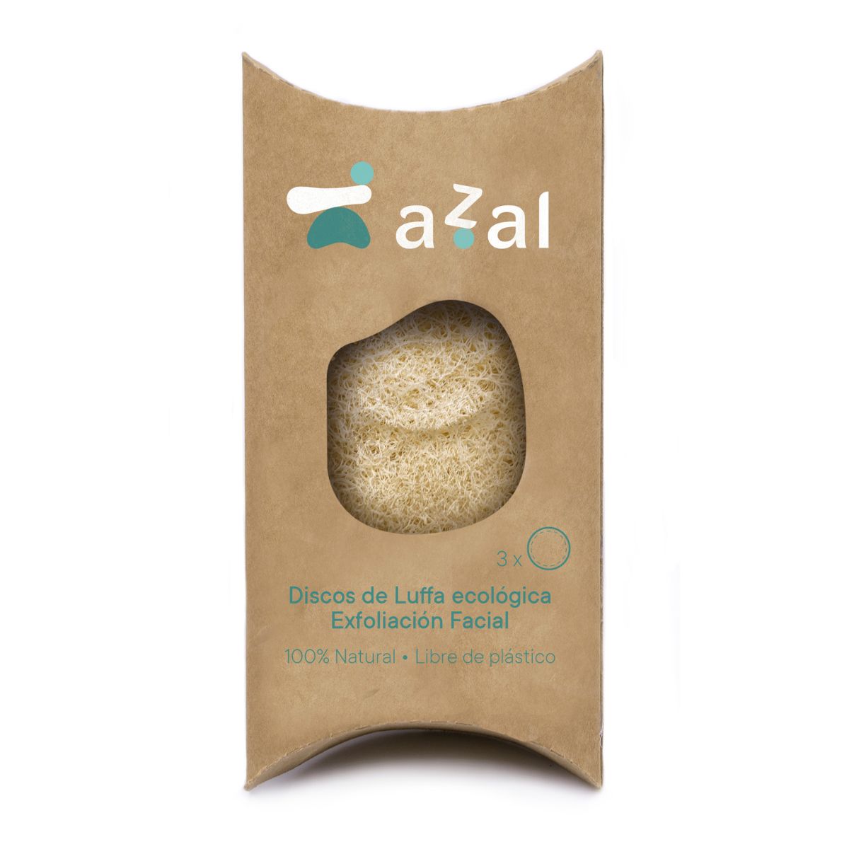 Discos faciales de Luffa-exfoliantes. 7 Ø cm. Estuche 3 uds. Azal.
