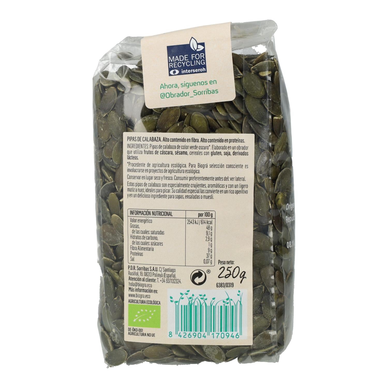 Pipas de Calabaza Ecológico Biográ 250 g