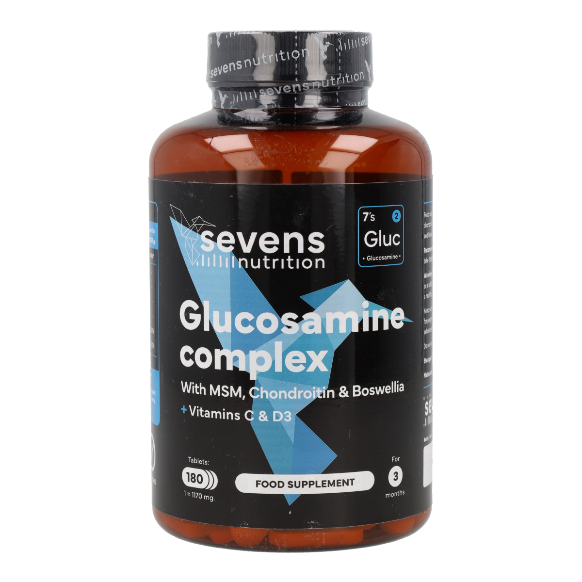 Glucosamine Chondroïtine MSM Boswellia Vitamines C et D3 Sevens Nutrition 180 gélules