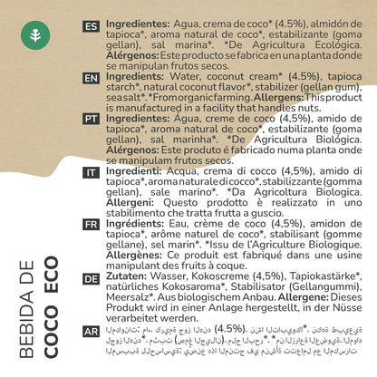 Pack 6x Bebida de Coco Eco Planeta Huerto 1L