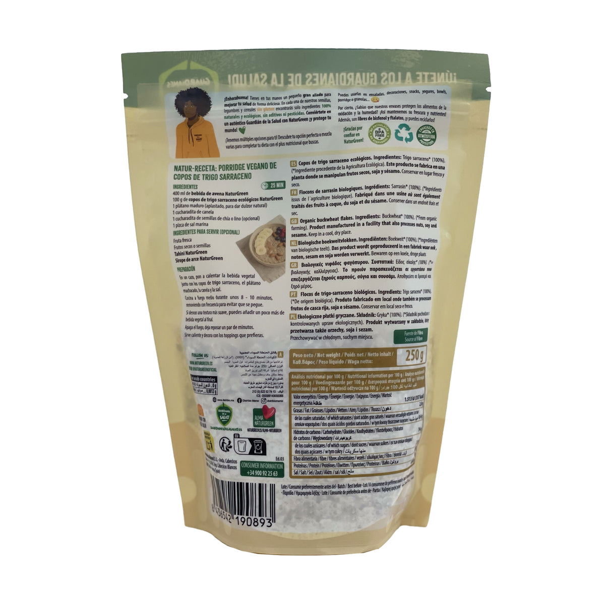Flocons de sarrasin BIO sans gluten Naturgreen, 250 g