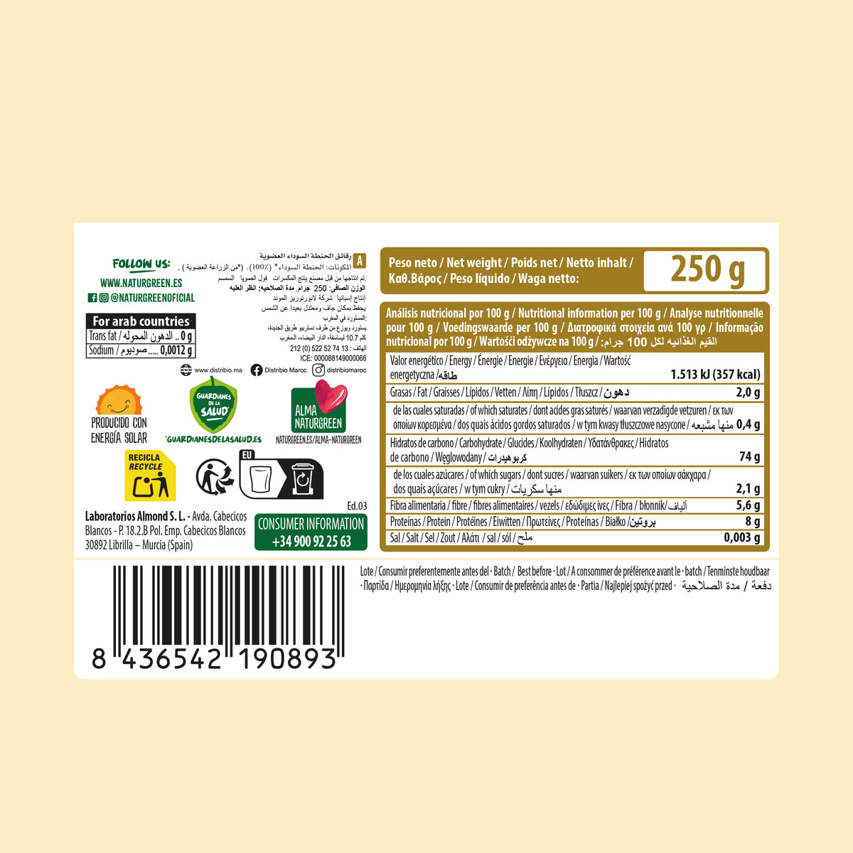 Flocons de sarrasin BIO sans gluten Naturgreen, 250 g